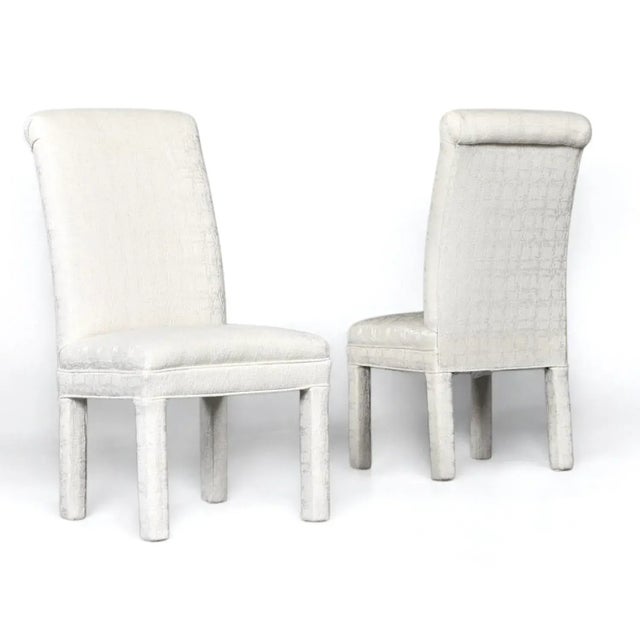 White 6 White Upholstered High Back Parsons Dining Chairs For Sale - Image 8 of 17