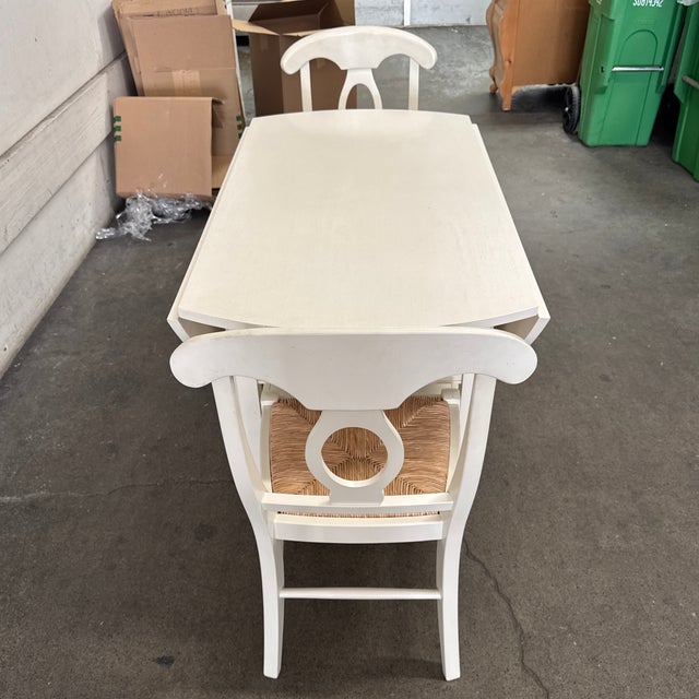 Traditional Pottery Barn Shayne Drop Leaf Table + Pair of Napoleon Side Chairs, Set of Three For Sale - Image 3 of 12
