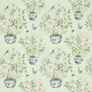 Zoffany Romey's Garden Fabric in Sea Green For Sale
