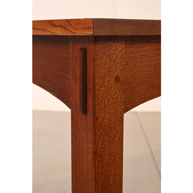 Stickley Mission Collection Harvey Ellis Inlaid Oak Extendable Dining Table For Sale - Image 10 of 18