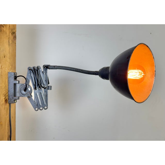 Industrial Grey Scissor Wall Lamp from Elektroinstala, 1960s For Sale - Image 16 of 18