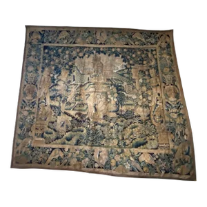 Monumental Antique 17th Century Verdure Landscape Tapestry