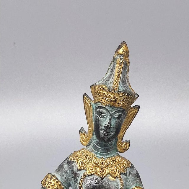 Metal Thai Decorative Bronze Statue Depicting Deity, 1940s For Sale - Image 7 of 10