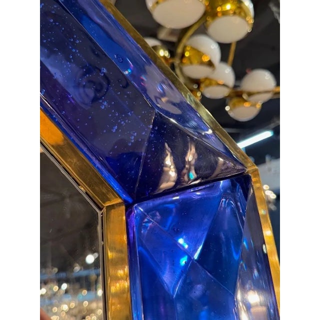 Modern Cobalt Blue Murano Glass Octagonal Mirror For Sale - Image 4 of 5