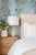 Chinoiserie Mahjong Floral Stripe Grasscloth Wallpaper by House Party | Bam Blue | 6 Yards For Sale - Image 3 of 7