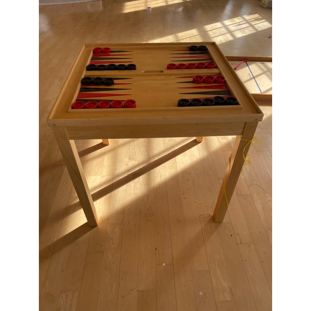 1990s Contemporary Natural Wood Backgammon Table For Sale In New York - Image 6 of 7