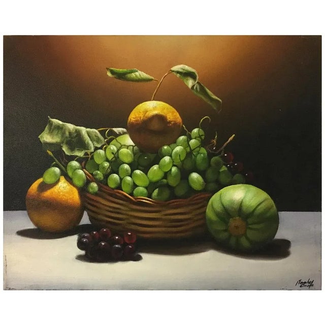 Maximilian Ciccone, Hyperrealist Lemon, Grape and Pumpkin Still Life, 2011, Oil on Canvas For Sale - Image 4 of 4