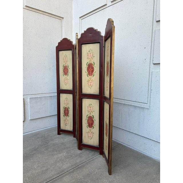 Italian Neoclassical Hand Painted Wood Four Panel Screen, 1950s For Sale - Image 17 of 17
