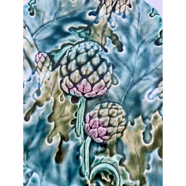 Antique French Lunéville Majolica Asparagus & Artichoke Platter by Keller & Guérin For Sale - Image 14 of 15