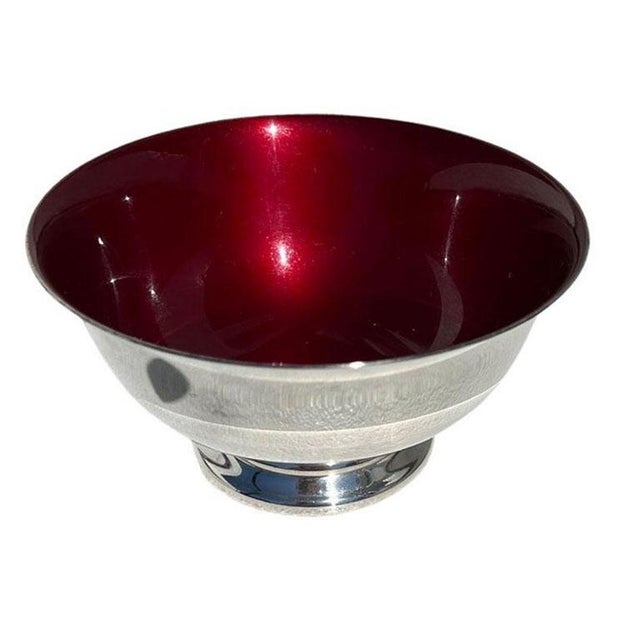Silver and ruby red enameled Paul Revere bowl. A lovely piece with a form that is rich in history. Made in Massachusetts,...