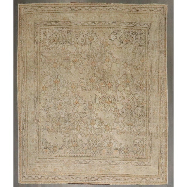 Folk Art Early 20th Century Antique Zabihi Collection Turkish Oushak Square Rug - 7'10" x 8'11" For Sale - Image 3 of 8