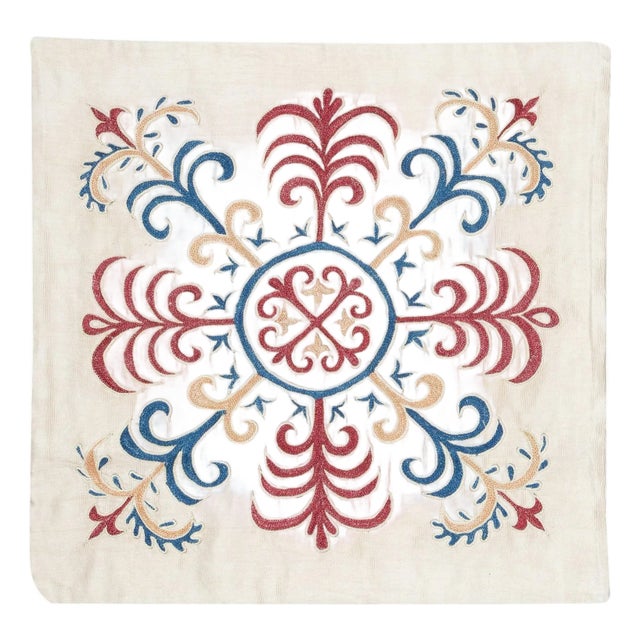 21"x21" 100% Silk Embroidered Cushion Cover. New Toss Pillow. Modern Lace Pillow For Sale