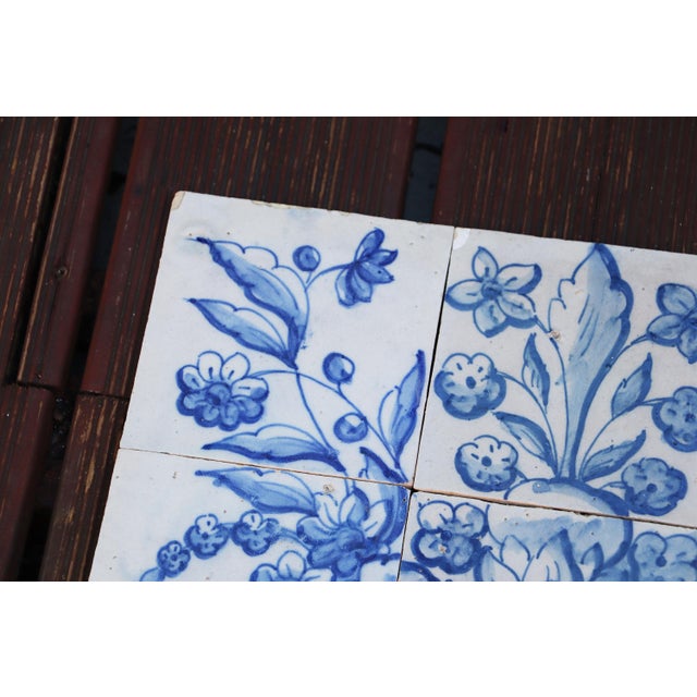 Tile Mural Panel Depicting a Baroque Jardinière With Flowers, Portuguese, 18th Century For Sale - Image 4 of 14