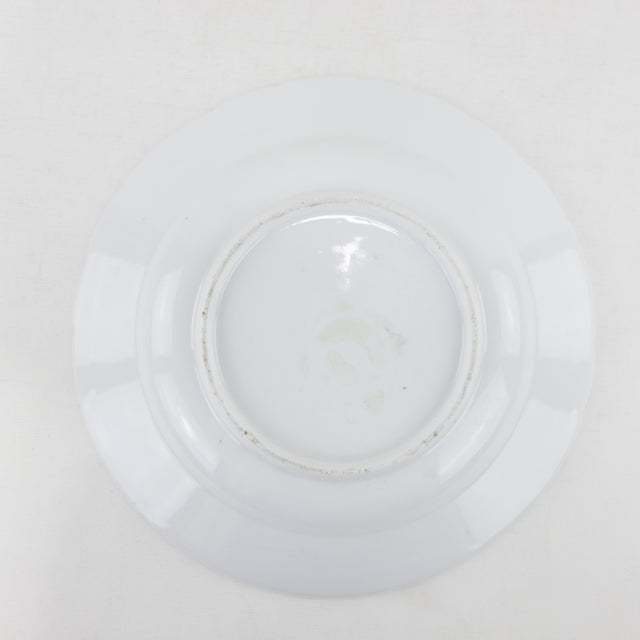 Early 20th Century Vintage Hand-Painted Porcelain Saucer – Asian Landscape & Lotus Design For Sale - Image 5 of 9