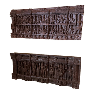 Antique Indonesian Carved Wooden Architectural Temple Panels—A Pair