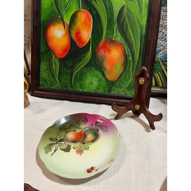 Mid-Century Modern 1970s Bavaria Ceramic Plate With Plums Accents For Sale - Image 3 of 5