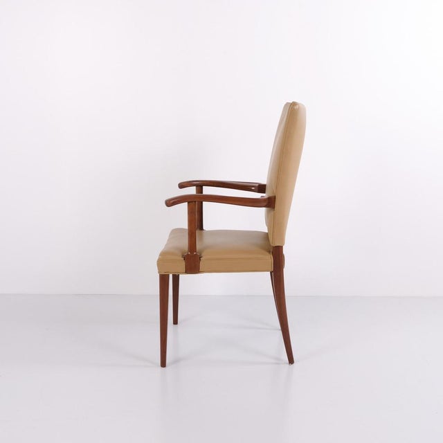 Mahogany Armchair in Light Leather by Jacob Kjær, 1950s For Sale - Image 3 of 10