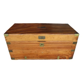 Antique Camphor Wood Campaign Chest With Brass Hardware For Sale