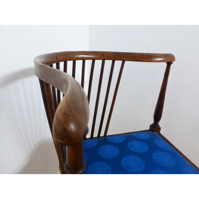 Walnut corner chair with silk seat end of 19th century.