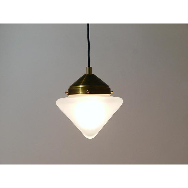 Art Deco Brass Pendant Light with Conical Glass Shades, Vienna, 1930s For Sale - Image 16 of 18