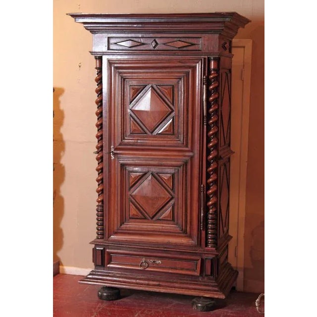 French 18th Century French Louis XIII Walnut Bonnetière Armoire From Périgord For Sale - Image 3 of 10