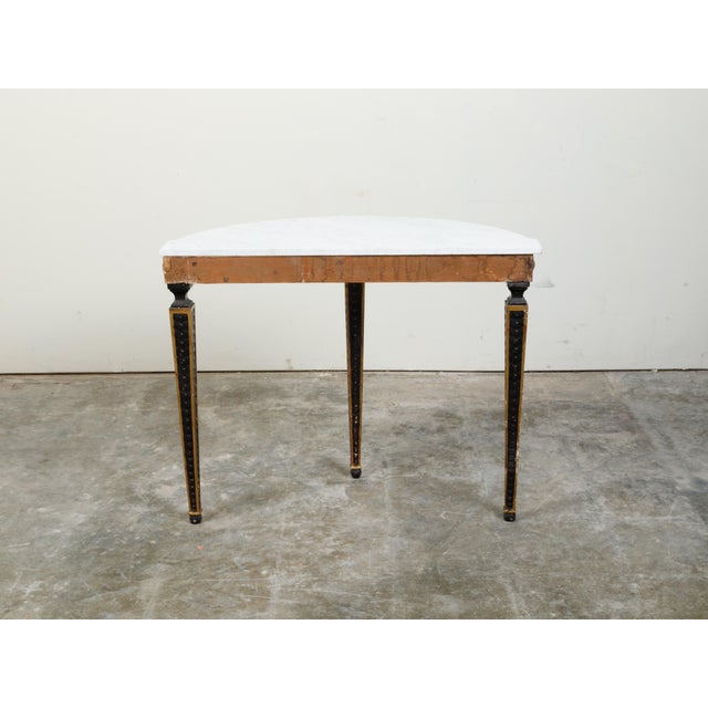 Black Italian 19th Century Neoclassical Style Black Parcel-Gilt Marble Top Demilune For Sale - Image 8 of 12