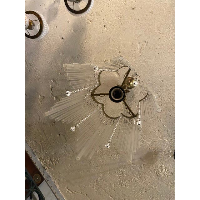 Metal Brass and Glass Chandelier, 1950s For Sale - Image 7 of 12