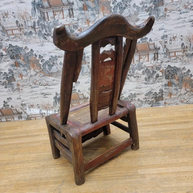 Chinese Antique Shanxi Province Carved Elm Chair For Sale - Image 3 of 9