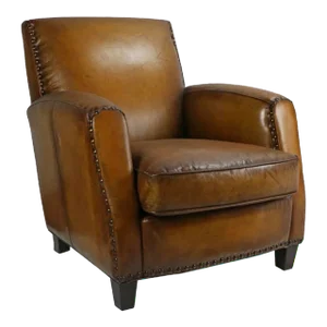 Matthew Izzo Home Art Deco Style Leather Baccarat Club Chair