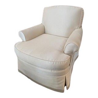Odom Chair Slipcovered in White For Sale