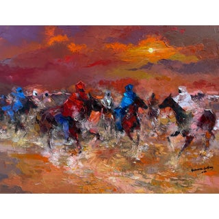Golden Dust Thunder by Godfrey Afebuame, Oil on Canvas (2026) Impasto For Sale