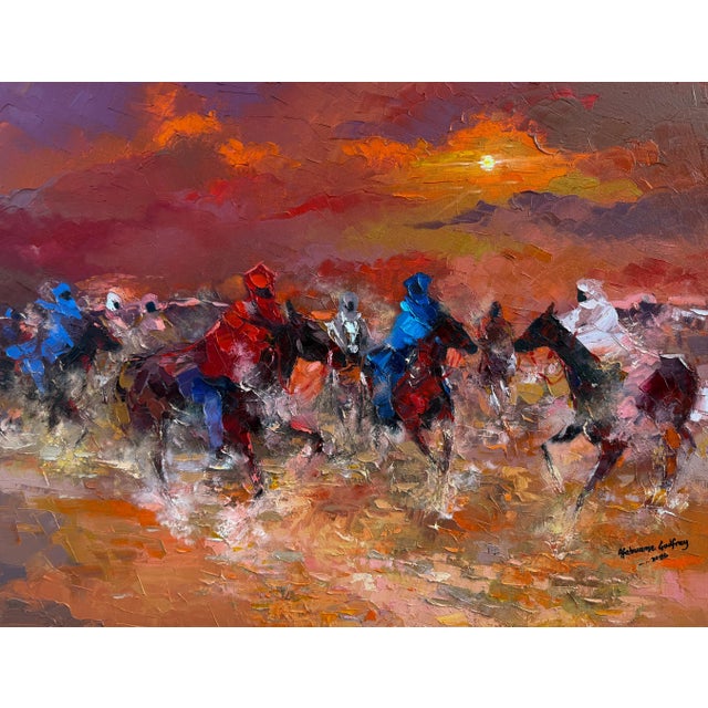 Golden Dust Thunder by Godfrey Afebuame, Oil on Canvas (2026) Impasto For Sale