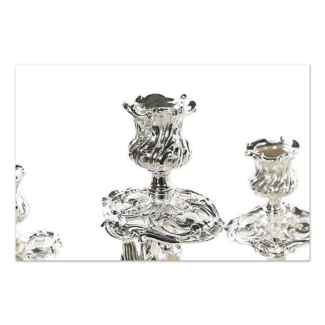 Art Nouveau Silver Bronze Candleholders, Set of 2 For Sale - Image 3 of 5