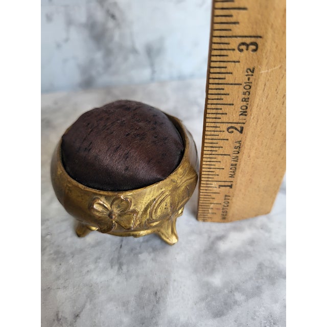 Antique Brass Footed Floral Pincushion For Sale - Image 10 of 10