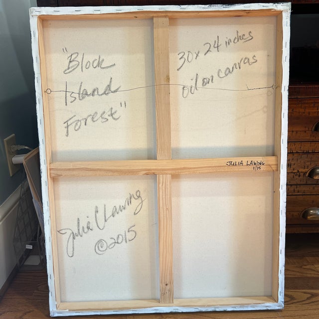 2010s Block Island Forest, Original Landscape Oil Painting by Julia Lawing For Sale - Image 5 of 7