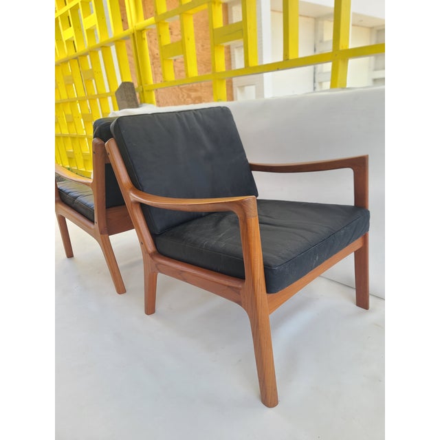 Ole Wanscher France & Son Teak Leather Armchairs - A Pair For Sale - Image 10 of 14