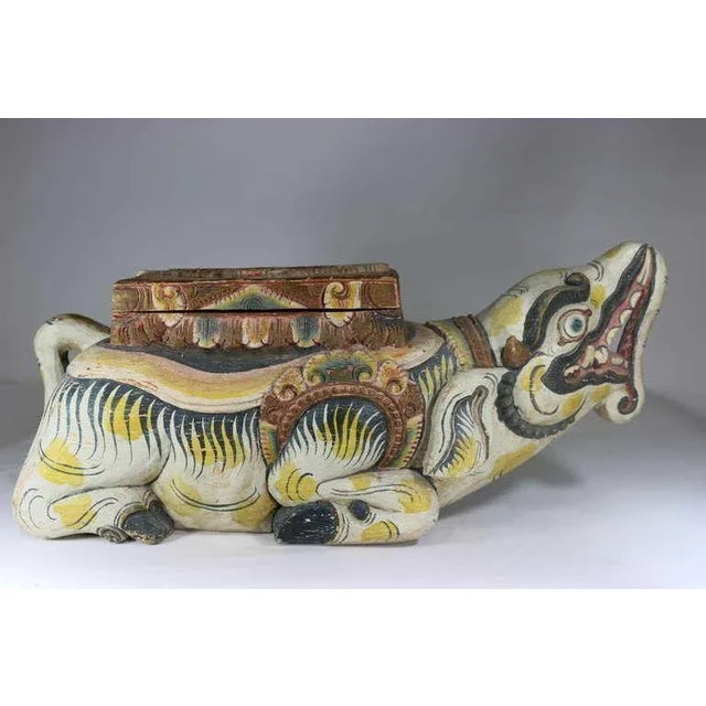 Large Indonesian Carved Colorful Wood Mythical Animal Figural Box For Sale In West Palm - Image 6 of 7