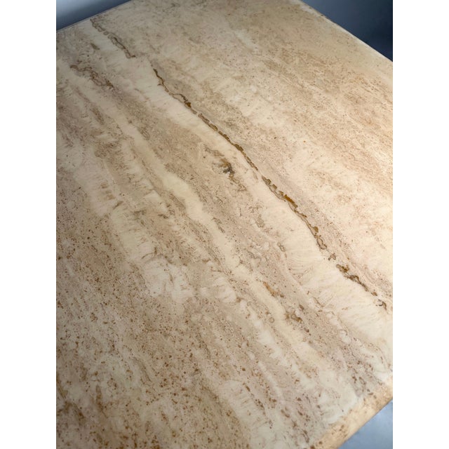 Post Modern Pair of Italian Travertine Pedestal End / Side Tables For Sale - Image 4 of 6