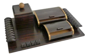 Art Deco Desk Set in Wood, 1930s