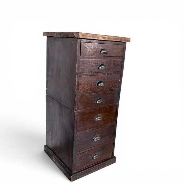 Industrial Bankers Chest of Drawers in Oak, 1900s For Sale - Image 3 of 14