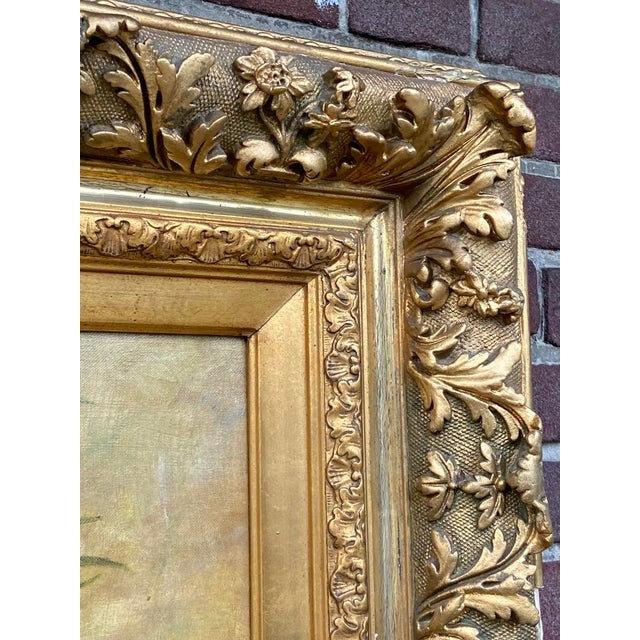 Rustic European Late 19thC Cussenneers Floral Oil Painting Frame For Sale - Image 3 of 17