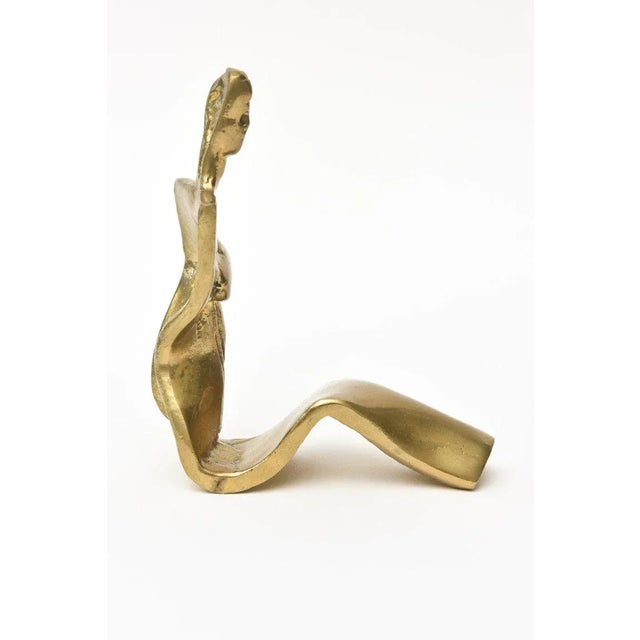 Brass Vintage Abstract Brass Sculpture of a Seated Woman 70's For Sale - Image 8 of 11