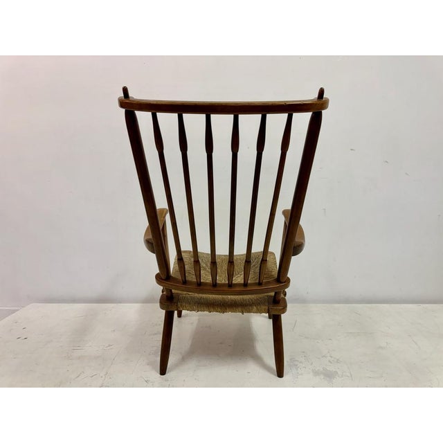 Dutch Stick Back and Rush Seat attributed to De Ster Gelderland, 1950s For Sale - Image 10 of 18