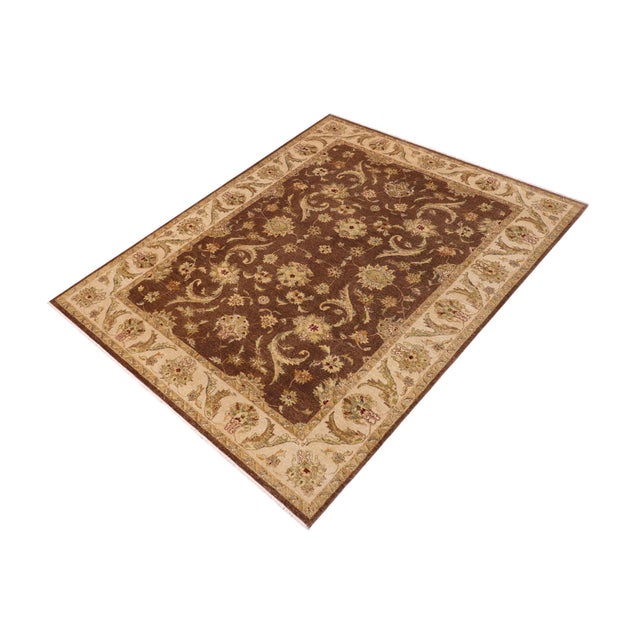 Transitional Oriental Ziegler Brown Tan Hand-Knotted Wool Rug - 8'8'' X 12'1'' For Sale - Image 3 of 8