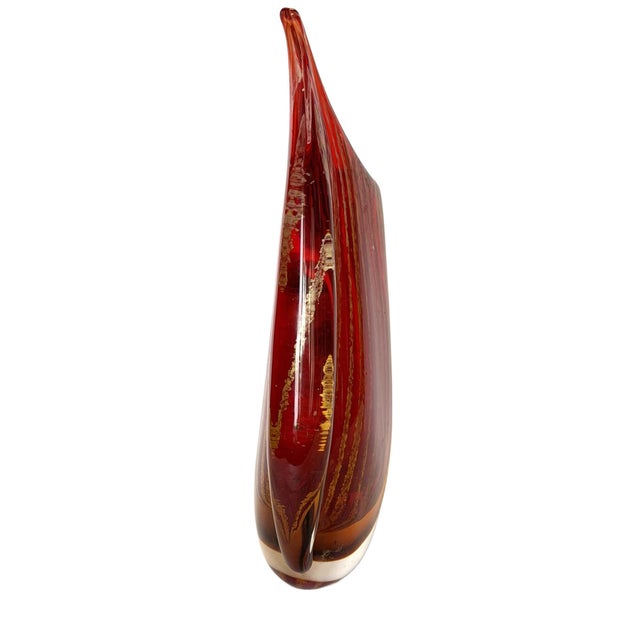 Modern Art Glass Vase in Red and Gold From Monarch Glass Studio For Sale - Image 3 of 14