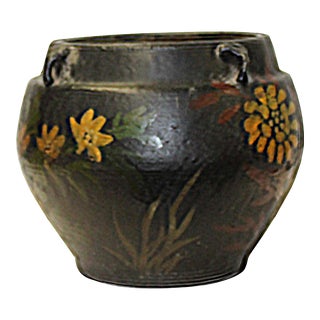 Chinese Ancient Style Black Glaze Flower Graphic Ceramic Bowl Pot For Sale