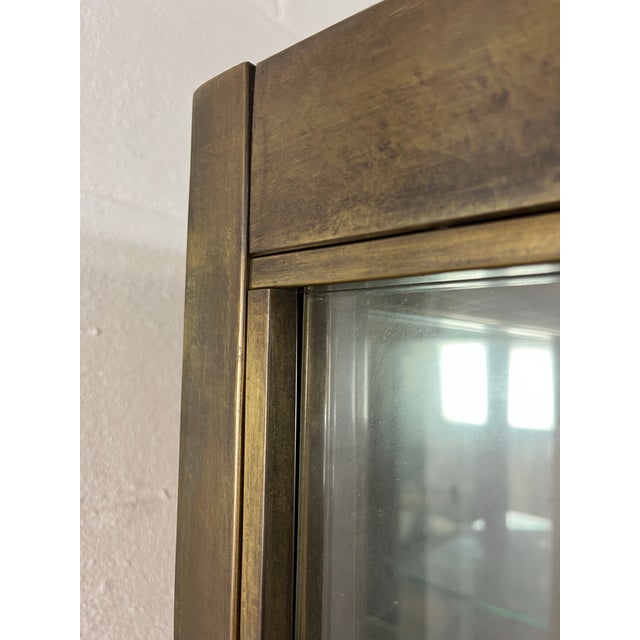 Metal Vintage Spanish Bronze Glass Vitrine Display Cabinet Sarreid Mastercraft Style For Sale - Image 7 of 12