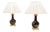 Antique Japanese Style Brown & Blue Porcelain Lamps, Set of 2 For Sale
