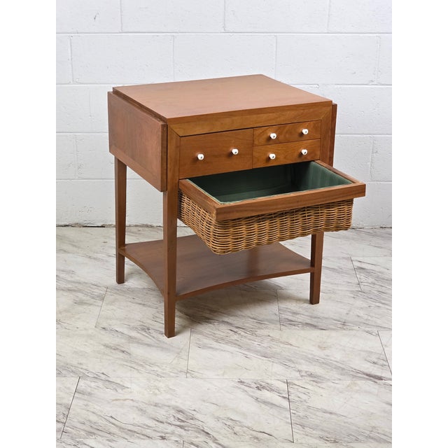 Mid 20th Century Danish Handmade Teak Sewing Table For Sale - Image 12 of 14