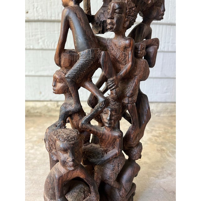 Hand Carved Mpingo African Family Tree of Life Makonde Ujamaa Sculpture For Sale - Image 10 of 12